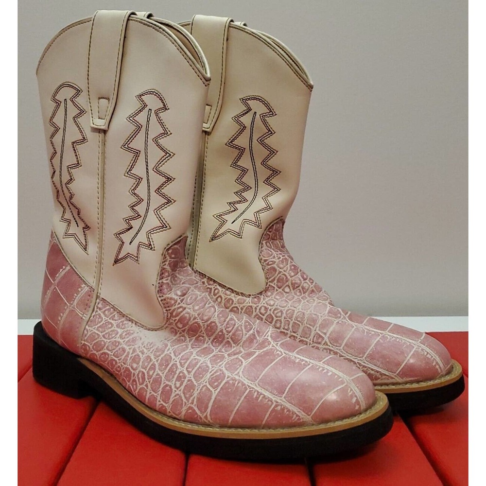 RARE Stunning Cimarron Western Women's Boots Size 6.5 Rose Pink & Ivory 4412211